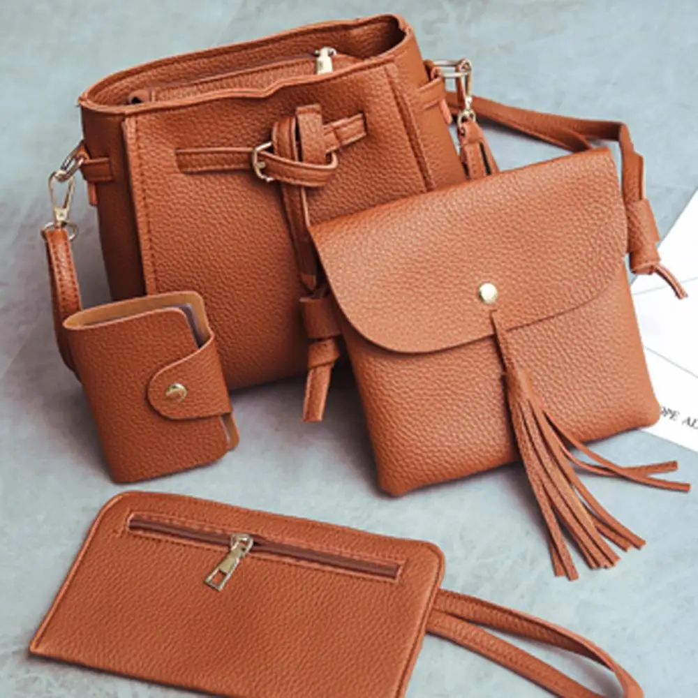 4pcs/Set PU Leather Tassels Shoulder Bag Women Big Capacity Tote Portable Handbag Mini Clutch Card Bags Travel Messenger Bag
4pcs/Set PU Leather Tassels Shoulder Bag Women Big Capacity Tote Portable Handbag Mini Clutch Card Bags Travel Messenger Bag