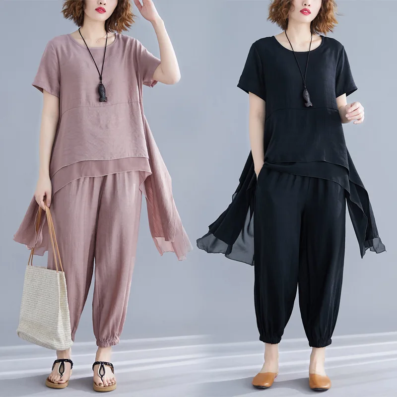 2019 Photo Shoot Summer New Style Loose And Plus-sized Irregular Joint Tops + Loose-Fit Skinny Trousers Two-Piece Set
2019 Photo Shoot Summer New Style Loose And Plus-sized Irregular Joint Tops + Loose-Fit Skinny Trousers Two-Piece Set