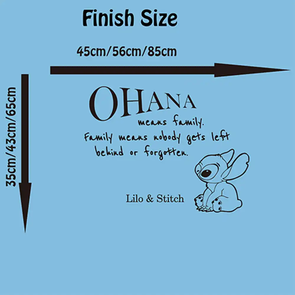 cartoon ohana lilo and stitch quote wall sticker nursery kids