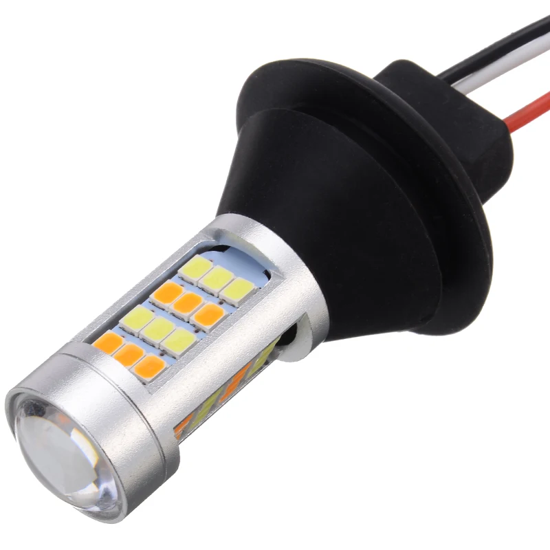 2pcs 1156 High Power Dual Color Switchback LED Bulb P21W S25 BA15S 2835 42LED Daytime Running Turn Signal Lamp with Decoders