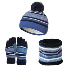 1 Set Thicken Knitting Hat Scarf Gloves Soft Stretchy Autumn Winter Stripe Knit Caps Scarf Gloves for Kids
1 Set Thicken Knitting Hat Scarf Gloves Soft Stretchy Autumn Winter Stripe Knit Caps Scarf Gloves for Kids