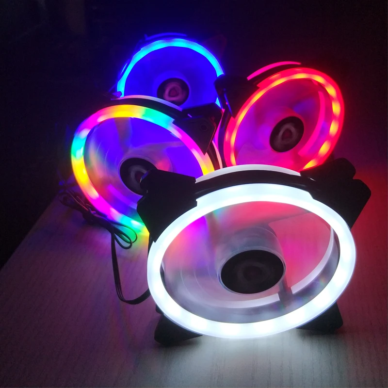 Двухсторонний вентилятор ходовой части Aurora 12 см с диафрагмой LED12vRGB бесшумный 4P