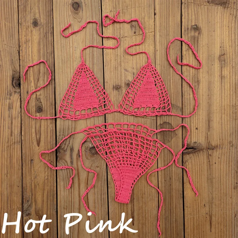 Handmade Crochet Bikini Set - Sexy Micro-Swimsuit  Beach Sundress