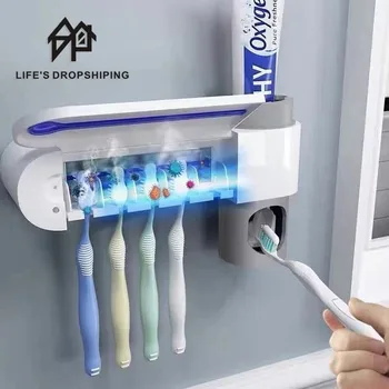 3 in 1 Antibacteria Ultraviolet Toothbrush Holder Sterilizer Automatic Toothpaste Dispenser Squeezer Bathroom Accessories Set
3 in 1 Antibacteria Ultraviolet Toothbrush Holder Sterilizer Automatic Toothpaste Dispenser Squeezer Bathroom Accessories Set