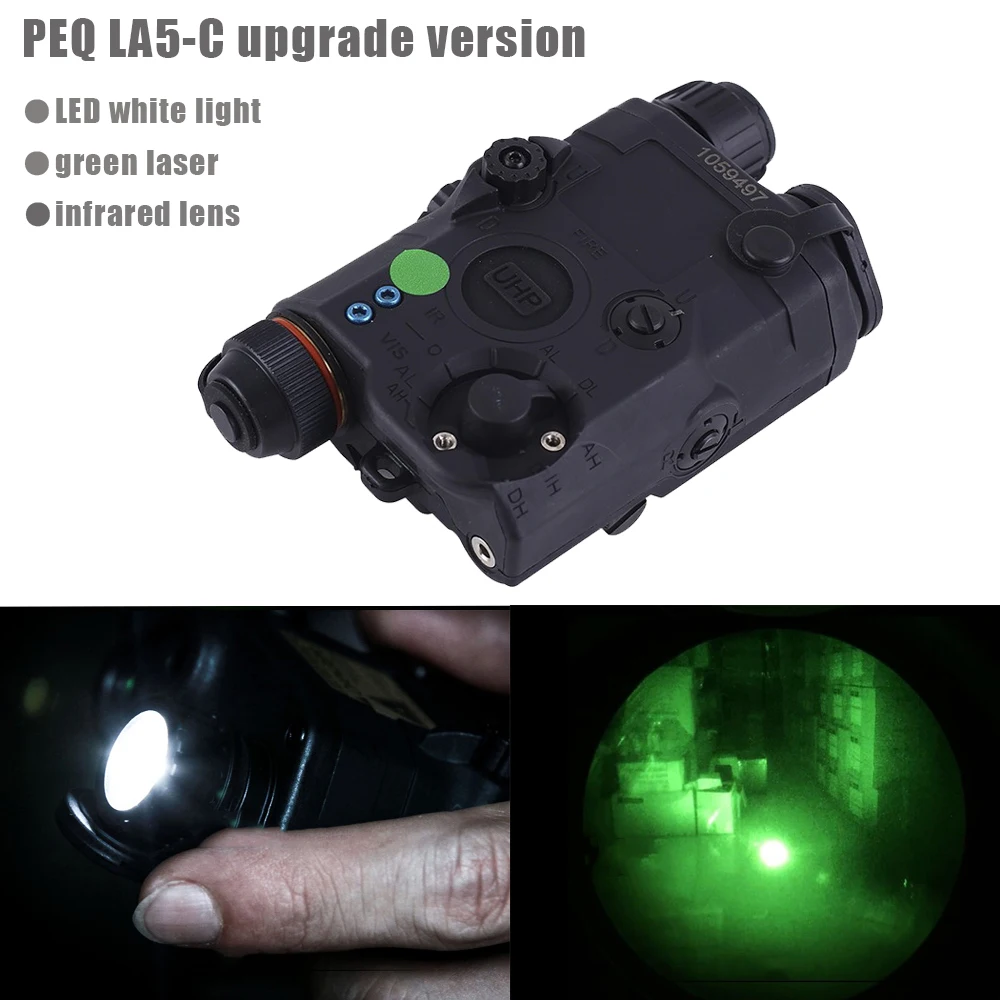LA5-C upgrade version Tactical Battery Box LED white light + Green Laser with Infrared Lens Airsoft Hunting Rifle Gun Accessory
LA5-C upgrade version Tactical Battery Box LED white light + Green Laser with Infrared Lens Airsoft Hunting Rifle Gun Accessory