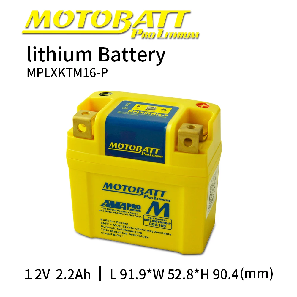 Motobatt MPLXKTM16-P литий-ионный LifePo4 Батарея 12V 2.2Ah 165CCA акумуляторная батарея Moto