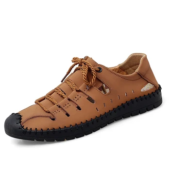 Summer Men Genuine Sandal Leather Handmade Loafers Hollow Out Water Shoes Trekking Upstream Shoes Hiking Wading Flats 
Summer Men Genuine Sandal Leather Handmade Loafers Hollow Out Water Shoes Trekking Upstream Shoes Hiking Wading Flats