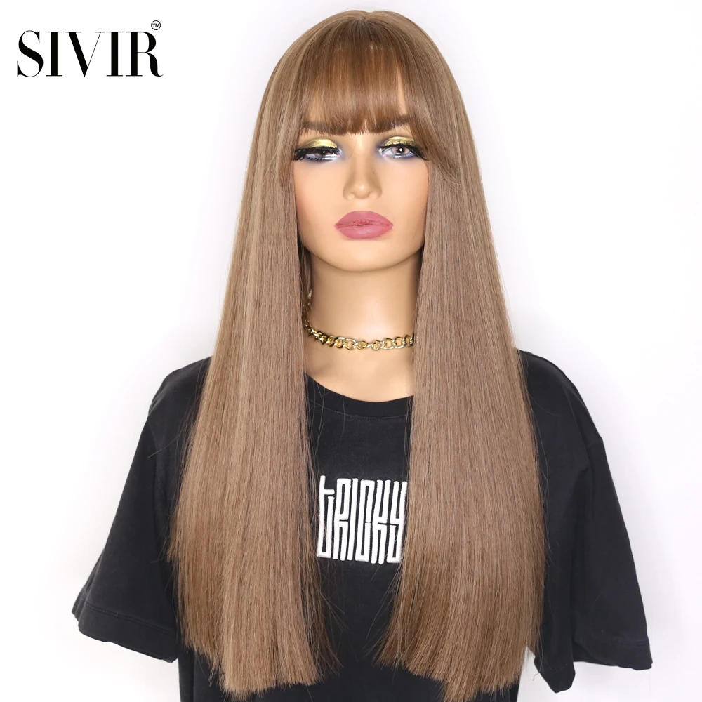 Sivir 18" Long Synthetic Wig with Bangs Dark Root Ombre Color Natural Headline Heat Resistant Hair Wigs for Women synthetic wig
Sivir 18" Long Synthetic Wig with Bangs Dark Root Ombre Color Natural Headline Heat Resistant Hair Wigs for Women synthetic wig