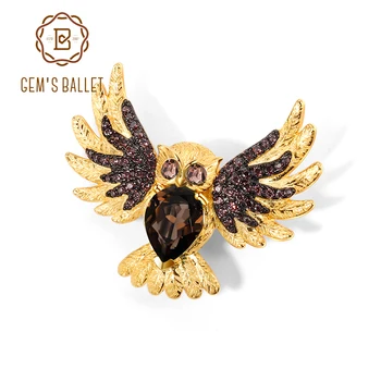 GEM'S BALLET Natural Smoky Quartz Gemstones Women's Gold plated Owl Brooch Pin 925 Sterling Silver Animal Brooch Pendant Jewelry
GEM'S BALLET Natural Smoky Quartz Gemstones Women's Gold plated Owl Brooch Pin 925 Sterling Silver Animal Brooch Pendant Jewelry