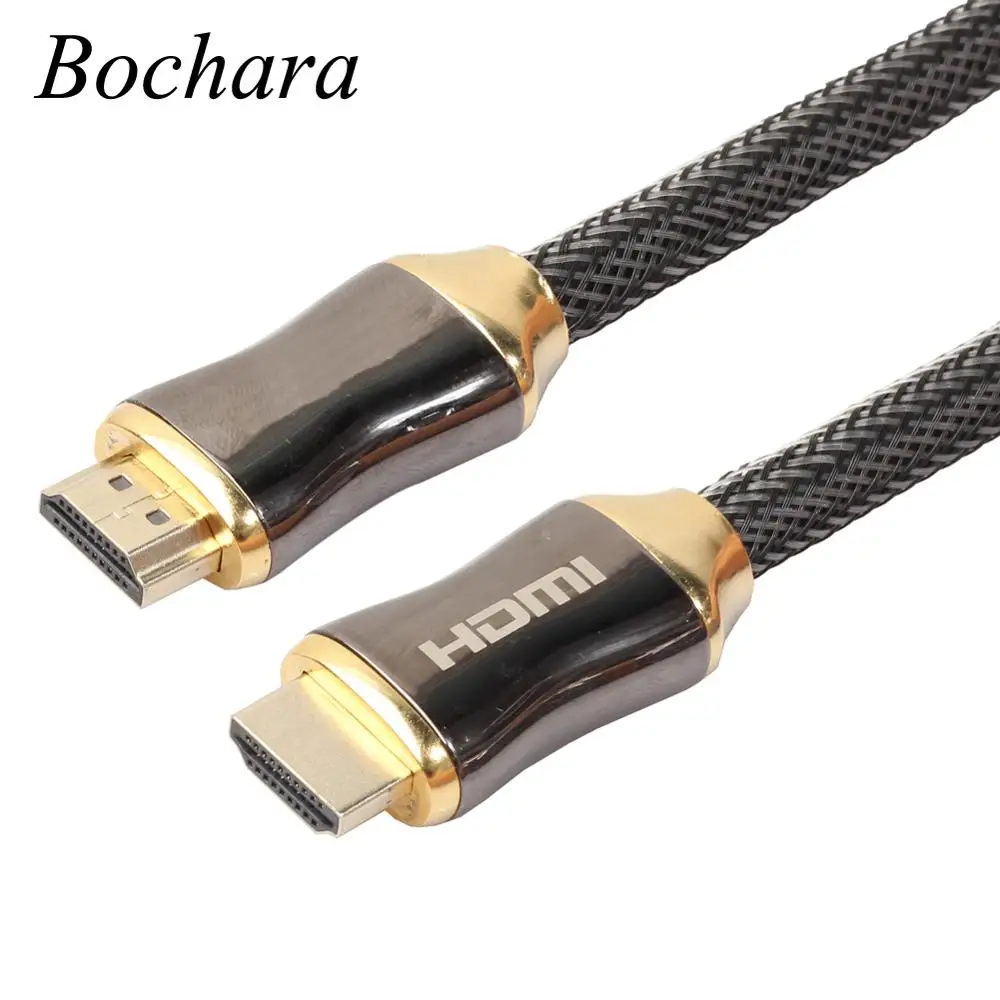 Фото Bochara Zinc Alloy Gold Plated HDMI Cable Nylon Braided 2.0 4K x 2K Ethernet Support Video 2160P HD 1080P 3D1m 2m 3m 5m 10m | Электроника