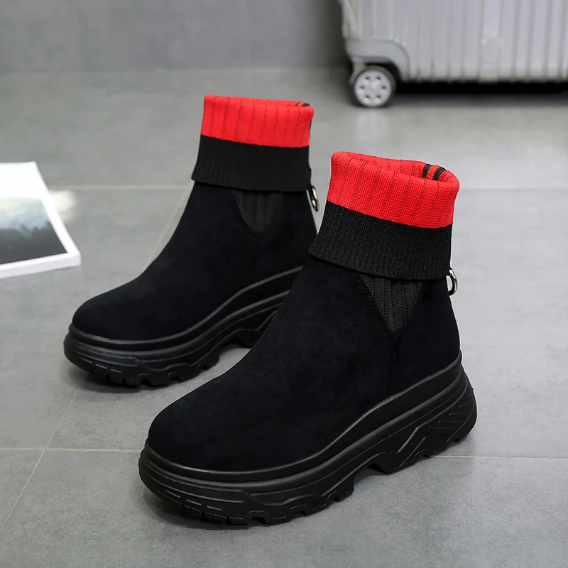 Women Sock Boots Autumn Winter Ladies Stretch Fabric Boots Elastic Platform Round Toe Slip-on Slim Female Sports Ankle Boots 
Women Sock Boots Autumn Winter Ladies Stretch Fabric Boots Elastic Platform Round Toe Slip-on Slim Female Sports Ankle Boots