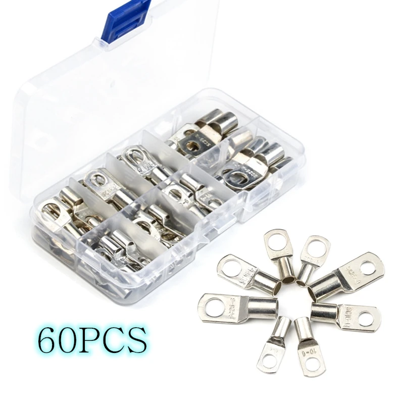60Pcs SC Bare Terminals lug Tinned Copper Tube Lug Ring Seal Battery Wire Connectors Bare Cable Crimped/Soldered Terminal Kit
60Pcs SC Bare Terminals lug Tinned Copper Tube Lug Ring Seal Battery Wire Connectors Bare Cable Crimped/Soldered Terminal Kit