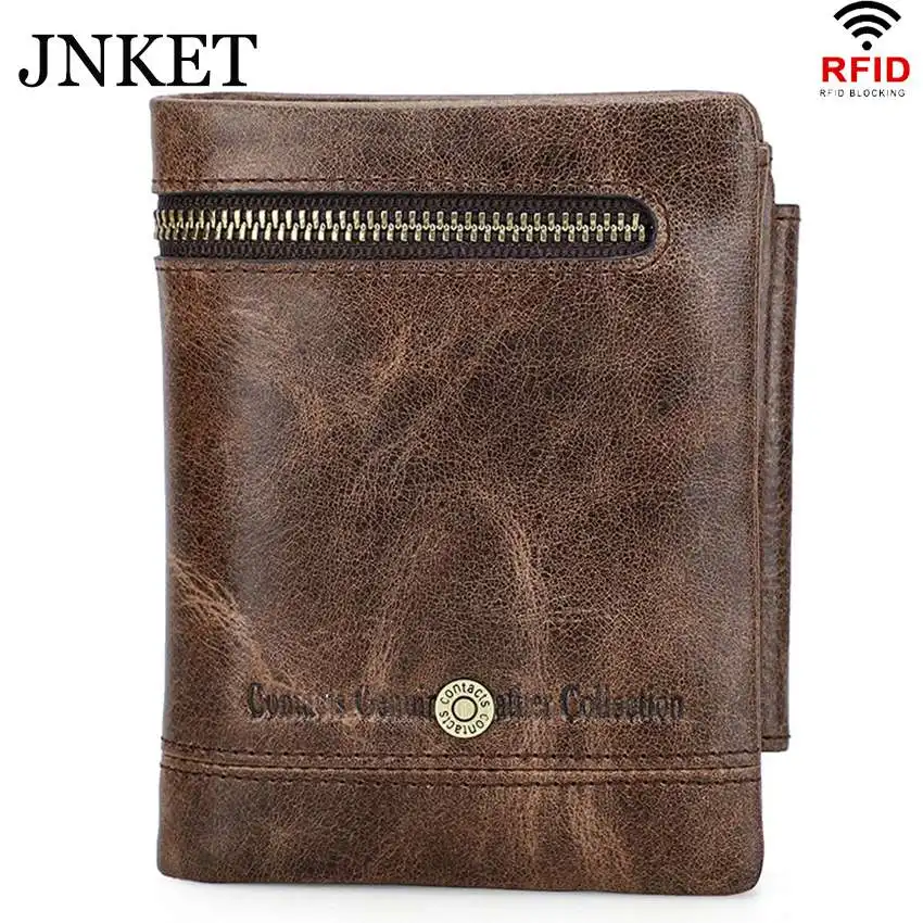 JNKET New Retro Men RFID Blocking Wallet Cowhide Leather Short Wallet Zipper Wallet Credit Card Holder Money Clip Notecase
JNKET New Retro Men RFID Blocking Wallet Cowhide Leather Short Wallet Zipper Wallet Credit Card Holder Money Clip Notecase
