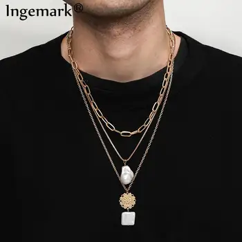 Punk Goth Baroque Pearl Pendant Choker Necklace Bride Wedding Multilayer Flower Coin Long Chain Necklaces Women Clavicle Jewelry 
Punk Goth Baroque Pearl Pendant Choker Necklace Bride Wedding Multilayer Flower Coin Long Chain Necklaces Women Clavicle Jewelry