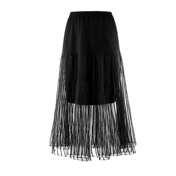 Stripes Knitting Mesh Half Body Skirt Female 
Stripes Knitting Mesh Half Body Skirt Female