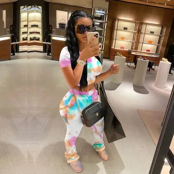 2020 New Women Tie Dye Set Butterfly Print Short Sleeve Crop Tops and Tight Long Pants Sports Suit Two Piece Set Pantalon Fluide
2020 New Women Tie Dye Set Butterfly Print Short Sleeve Crop Tops and Tight Long Pants Sports Suit Two Piece Set Pantalon Fluide