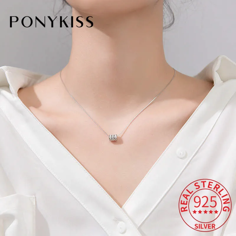 PONYKISS 100% 925 Sterling Silver Zircon Circular Tube Pendant Necklace For Women Party Delicate Gift Simple Fashion Accessory
PONYKISS 100% 925 Sterling Silver Zircon Circular Tube Pendant Necklace For Women Party Delicate Gift Simple Fashion Accessory