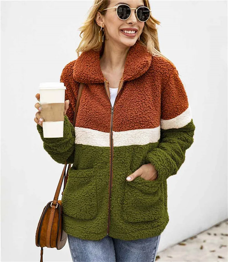 Zip Up Hoodies Woman Color Block Long Sleeve Turn Down Collar Warm Sweatshirt Coat Autumn Winter Sweatshirts With Pockets 
Zip Up Hoodies Woman Color Block Long Sleeve Turn Down Collar Warm Sweatshirt Coat Autumn Winter Sweatshirts With Pockets