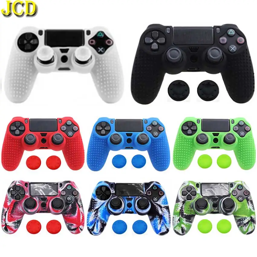 

JCD Anti-slip Silicone Cover Skin Protection Case for Sony PlayStation Dualshock 4 PS4 DS4 Pro Slim Controller W/ Stick Grip