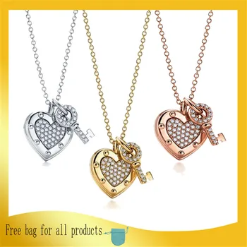 Original 1:1 Luxury Brand Women Jewelry Zircon Heart & Key Pendant Necklaces Hot Fashion Female Birthday Valentine GIFT
Original 1:1 Luxury Brand Women Jewelry Zircon Heart & Key Pendant Necklaces Hot Fashion Female Birthday Valentine GIFT