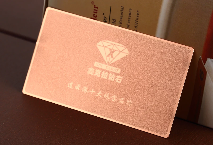 Rose gold stainless steel card hollow metal membership card plating brushed stainless steel card custom 