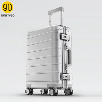 

Ninetygo 90Points Metal Travel Luggage 20" Silver 90FUN Metal Suitcase MIJIA Customization Spineer Wheeled Luggage for Men Women