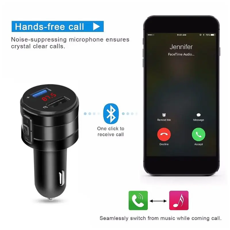 Handsfree Bluetooth 4.2 FM Transmitter Modulator Car Charger 3.1A Dual USB Adapter Car MP3 Player Wireless Receiver
Handsfree Bluetooth 4.2 FM Transmitter Modulator Car Charger 3.1A Dual USB Adapter Car MP3 Player Wireless Receiver