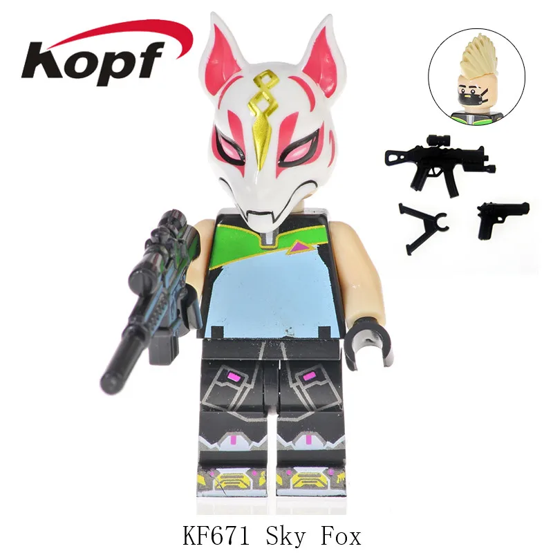 

Single Sale Building Blocks With Metal Weapon Gunner Game Sky Fox Burnout White Suit Figures For Children Collection Toys KF671