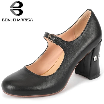 BONJOMARISA New Lady Quality Office Genuine Leather Pumps Elegant Shallow OL Mary Janes Pumps Women High Block Heels Shoes Woman
BONJOMARISA New Lady Quality Office Genuine Leather Pumps Elegant Shallow OL Mary Janes Pumps Women High Block Heels Shoes Woman