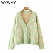 WYWMY Korean Sweet Button Little Daisy Jacquard Cardigan Sweater Women Spring Autumn Long Sleeve V-neck Knitted Coats Outwear
WYWMY Korean Sweet Button Little Daisy Jacquard Cardigan Sweater Women Spring Autumn Long Sleeve V-neck Knitted Coats Outwear