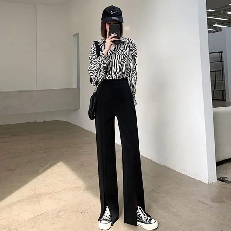 Split Wide Leg Pants Women's High Waist Drape 2021 Spring and Summer New Small Summer Straight Slits Mopping Floor Suit Pants
Split Wide Leg Pants Women's High Waist Drape 2021 Spring and Summer New Small Summer Straight Slits Mopping Floor Suit Pants