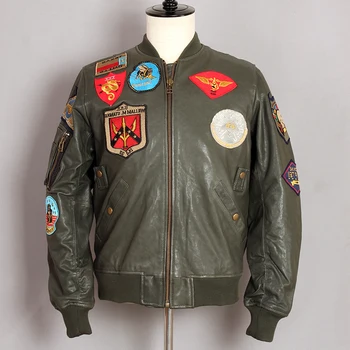 AVIREX FLY Air Force G1 Flight Sheepskin Genuine Leather Men Motorcycle Biker Coat Bomber Jacket Baseball uniform
AVIREX FLY Air Force G1 Flight Sheepskin Genuine Leather Men Motorcycle Biker Coat Bomber Jacket Baseball uniform