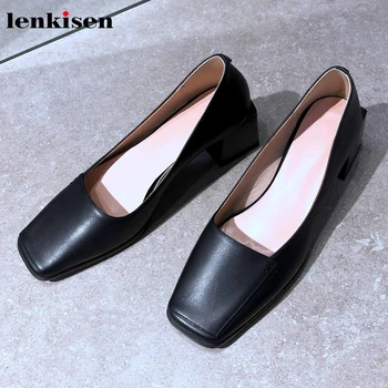 Lenkisen big size full grain leather concise style office lady dress daily classic square toe med heels women spring pumps L02
Lenkisen big size full grain leather concise style office lady dress daily classic square toe med heels women spring pumps L02