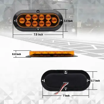 2 Red + 2 Amber 6" 10-LED Oval Turn Signal Stop Backup Tail Truck Trailer Light High Quality ABS Car LED Tail Light
2 Red + 2 Amber 6" 10-LED Oval Turn Signal Stop Backup Tail Truck Trailer Light High Quality ABS Car LED Tail Light