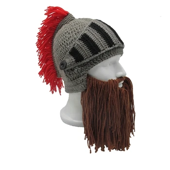Tassel Cosplay Roman Knight Knit Helmet Men's Caps Original Barbarian Handmade Winter Warm Beard Hats Funny Beanies Halloween
Tassel Cosplay Roman Knight Knit Helmet Men's Caps Original Barbarian Handmade Winter Warm Beard Hats Funny Beanies Halloween