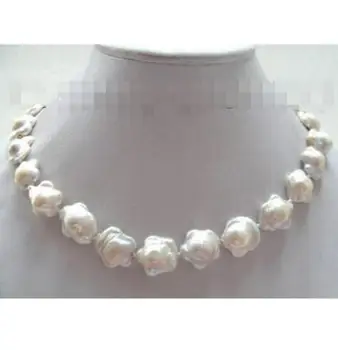 

Free Shipping Wholesale price 16new GENUINE 17mm white SOUTH Reborn keshi flower pearls necklace 17"