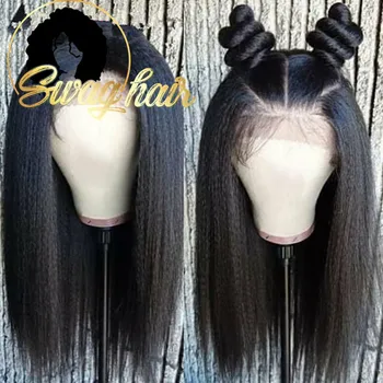 Swag Hair Brazilian Remy Hair 13*4 Lace Front Wigs Kinky Straight Wigs 100% Natural Human Hair Wigs Pre Plucked 180 Density 
Swag Hair Brazilian Remy Hair 13*4 Lace Front Wigs Kinky Straight Wigs 100% Natural Human Hair Wigs Pre Plucked 180 Density