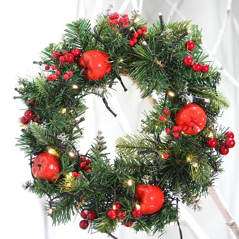 Christmas Wreath LED Light With Red Apple And Berries Decorative Hanging Garland For Holiday Front Door Wall Window Decor
Christmas Wreath LED Light With Red Apple And Berries Decorative Hanging Garland For Holiday Front Door Wall Window Decor