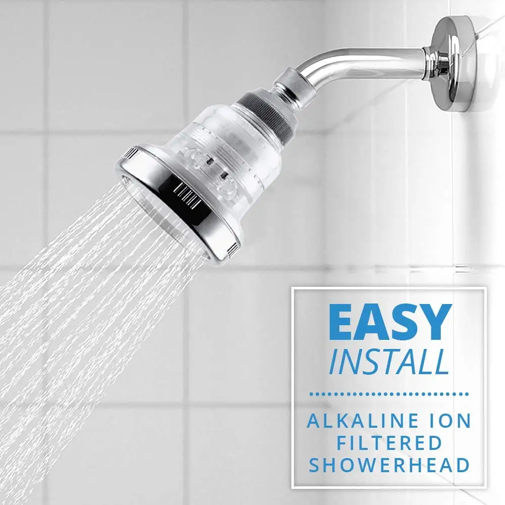 

Zloog Rain Top Spray Shower Wall Mount 3 Jet High Pressure Water Saving Rainfall Negative ions Filtered Ceiling Shower Head