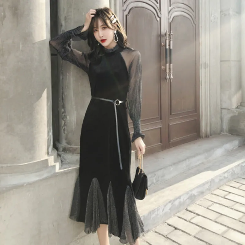 Autumn 2019 Fashion Week New Pattern Restoring Ancient Long Sleeves Ways Splicing Velvet Fish Tail Dress Women's Avant-Garde
Autumn 2019 Fashion Week New Pattern Restoring Ancient Long Sleeves Ways Splicing Velvet Fish Tail Dress Women's Avant-Garde