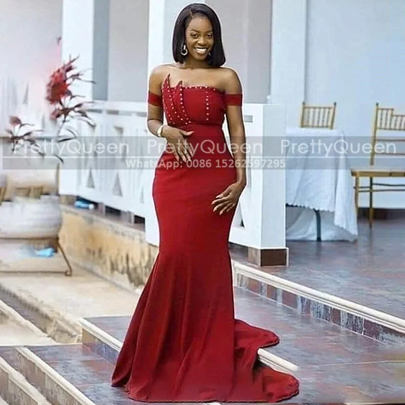 Mermaid Red Bridesmaid Dresses With Beads Peals Women Strapless Long Maid Of Honor Dress Bridal Party Gown
Mermaid Red Bridesmaid Dresses With Beads Peals Women Strapless Long Maid Of Honor Dress Bridal Party Gown