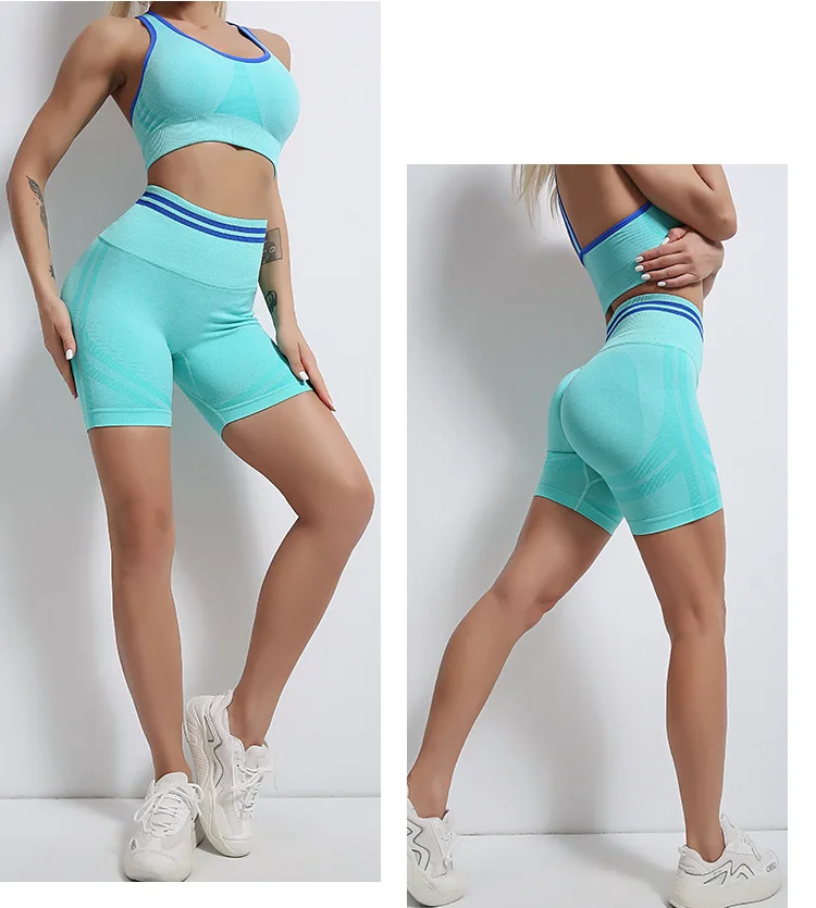 Yoga Gym Running Shorts Women Workout Clothing Fitness Top Bra High Waist Leggings Sport Suits