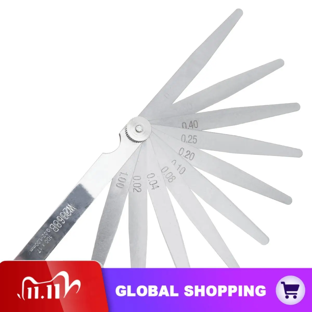 100B 17 Blade Stainless Steel Filler Feeler Gauge Measurement Tool with Adjustable Nut and 0.02 - 1.00mm Measuring Range
100B 17 Blade Stainless Steel Filler Feeler Gauge Measurement Tool with Adjustable Nut and 0.02 - 1.00mm Measuring Range