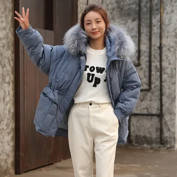 Winter new Korea Dongdaemun ladies white duck down jacket female long section drawstring waist large fur collar coat 
Winter new Korea Dongdaemun ladies white duck down jacket female long section drawstring waist large fur collar coat