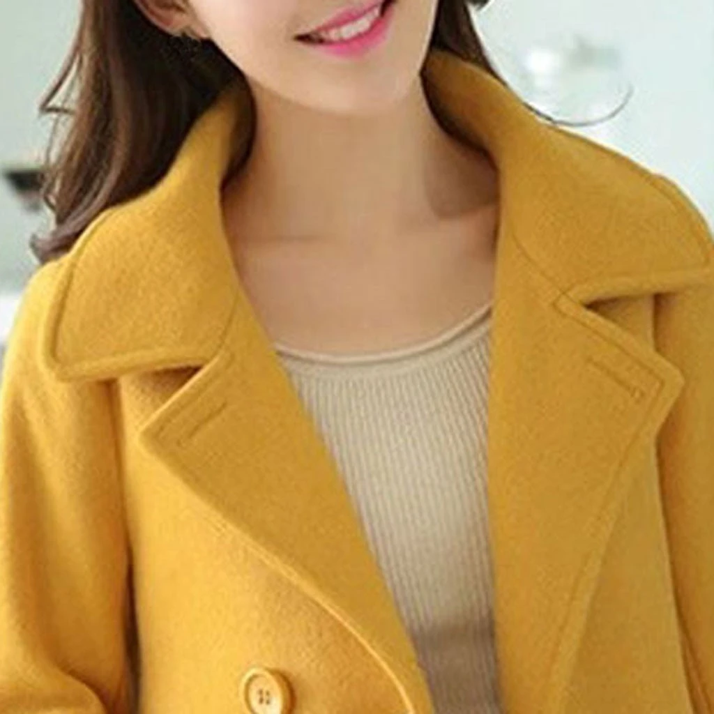 CHAMSGEND New Petite Wool Coat Female Autumn Winter Woolen Coat 2019 Ladies Long Cloak Waisted Overcoat Plus Size 1004