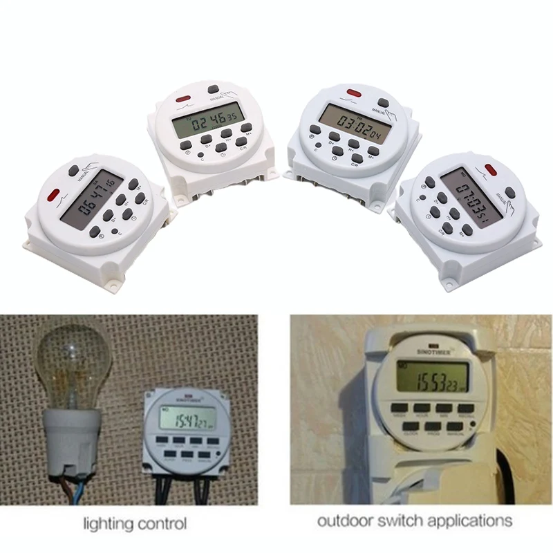 CN101A 12V 24V 110V 240V Digital LCD Power Timer Programmable Time Switch Alarm Clock Light Timer Switch Relay
CN101A 12V 24V 110V 240V Digital LCD Power Timer Programmable Time Switch Alarm Clock Light Timer Switch Relay