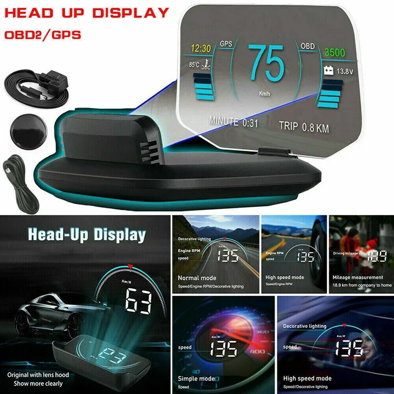 Car head-up display projector car speedometer automatic HUD GPS tracker car speed projector head-up display OBD2
Car head-up display projector car speedometer automatic HUD GPS tracker car speed projector head-up display OBD2