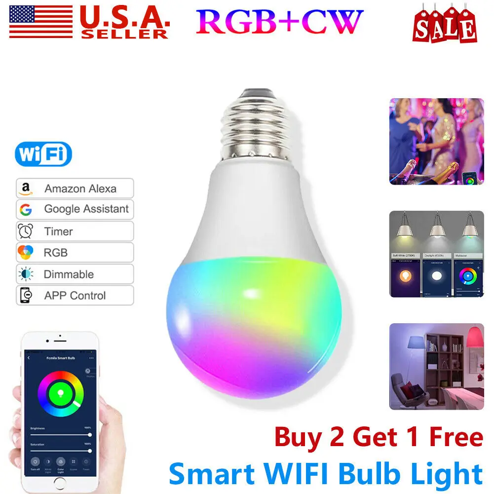 Smart WiFi Dimmable Wifi Multi-Color LED Light Bulb Compatible with Alexa, Google Home, Color Changing Bulb with App Control
Smart WiFi Dimmable Wifi Multi-Color LED Light Bulb Compatible with Alexa, Google Home, Color Changing Bulb with App Control