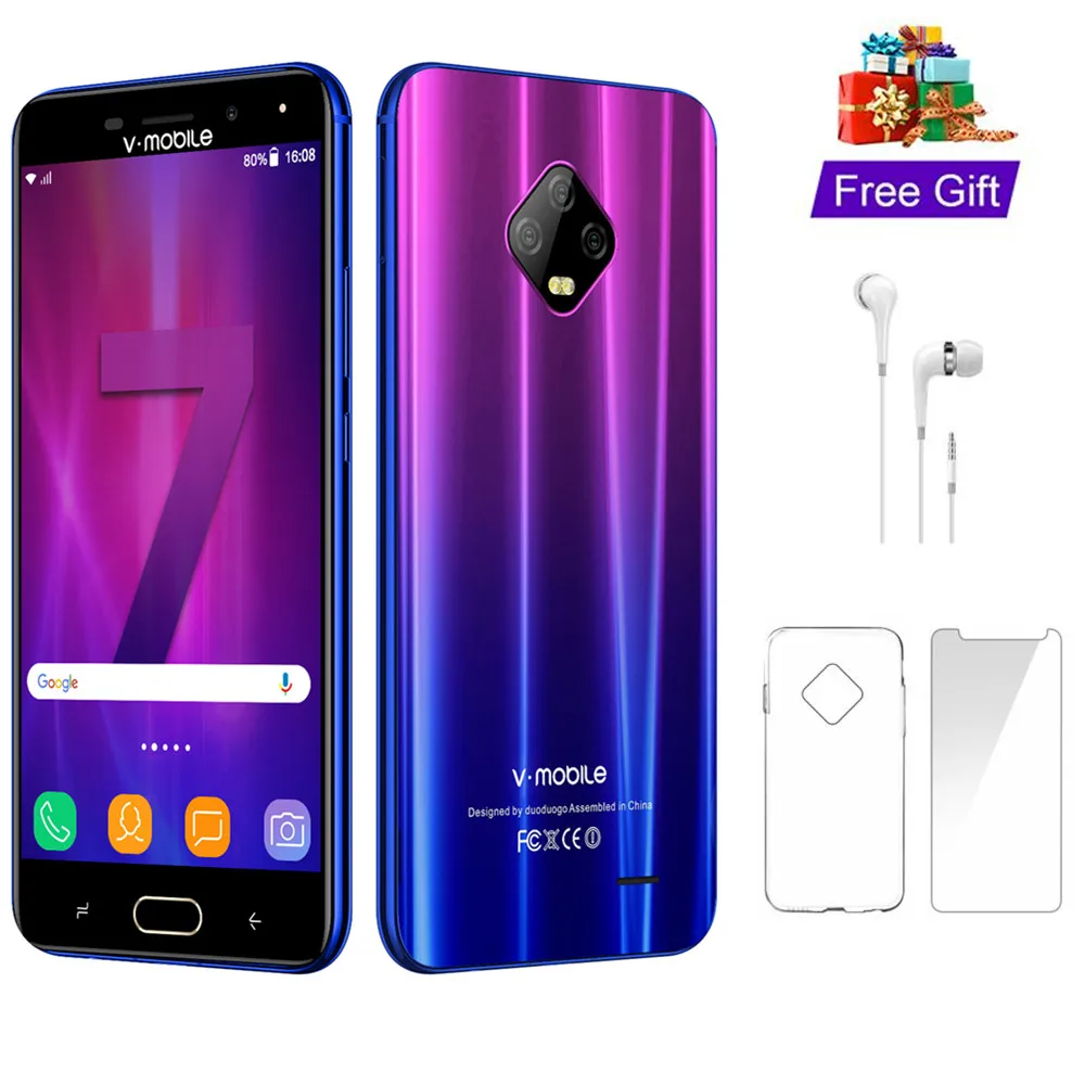 TEENO Vmobile J7 мобильный телефон Android 7 0 5 "HD экран 3 ГБ + 32 Гб Две sim карты 4G смартфон