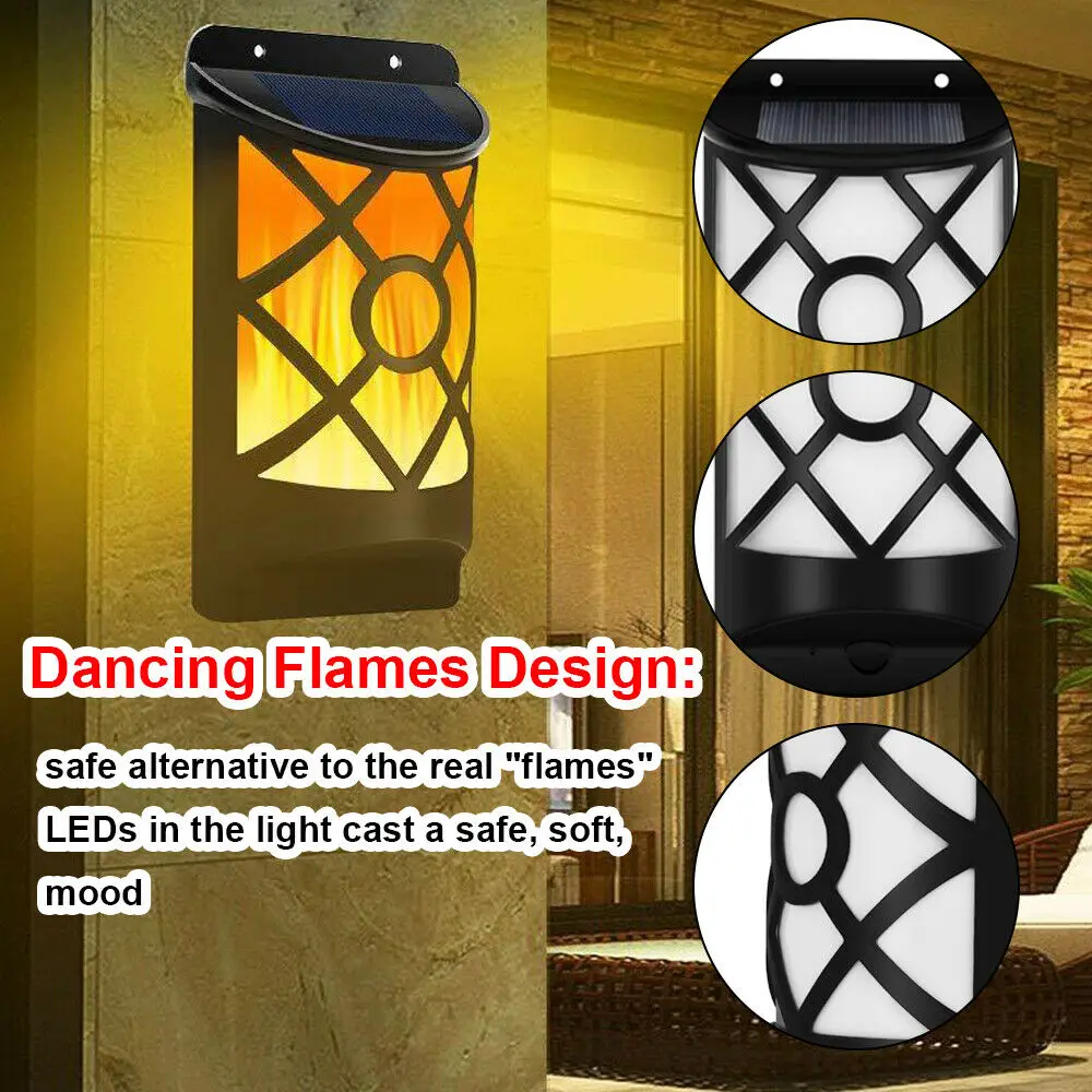 4/2 66 LED Solar Flame Light Waterproof Flickering Waterproof Wall Lamp Outdoor Courtyard Balcony Lighting For Garden Decoration
4/2 66 LED Solar Flame Light Waterproof Flickering Waterproof Wall Lamp Outdoor Courtyard Balcony Lighting For Garden Decoration